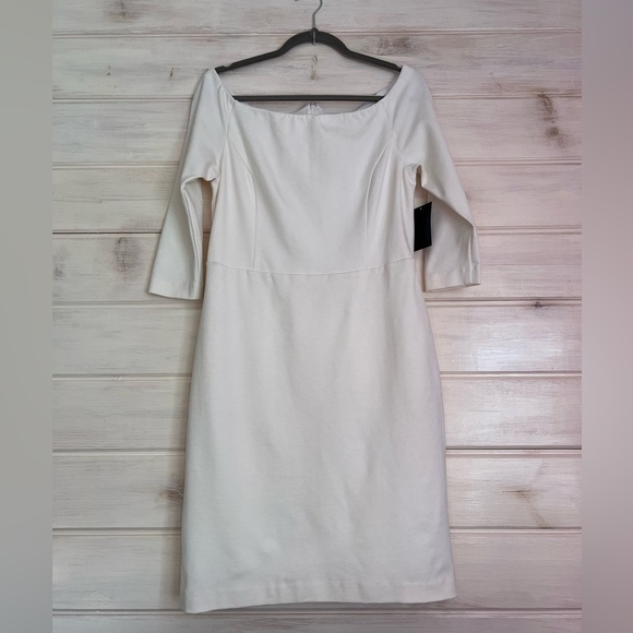 Boston Proper Ivory Knit Off The Shoulder 3/4 Sleeve Dress Size Medium Cruise - Picture 13 of 13